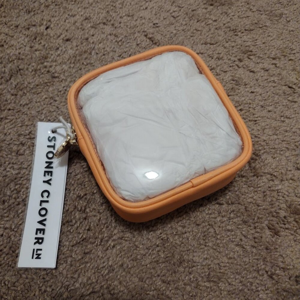 Stoney Clover Lane mini clear front pouch in peach orange